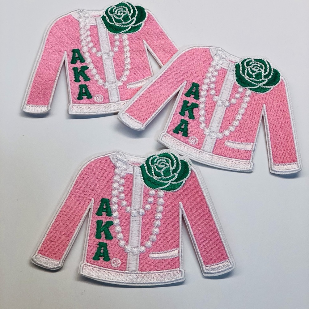 Green and Pink Embroidered Iron-on patch